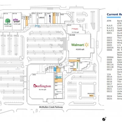 McMullen Creek Market plan - map of store locations