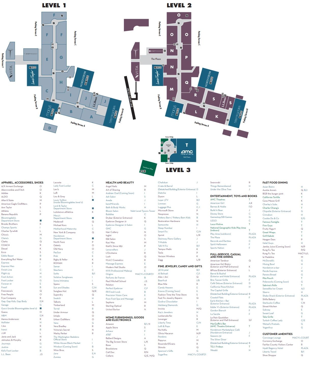 Tysons Corner Mall Map Directory - Map Of The Us With Interstates